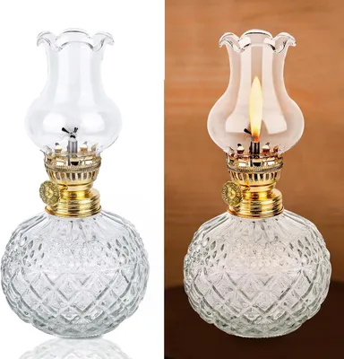 Productafbeelding van Kerosinelamp voor binnen, olielampen van glas, retro, nostalgie, transparant, instelbare helderheid, winddicht, decoratieve olielamp voor woonkamer