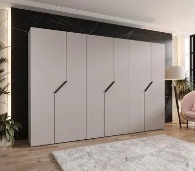 Obrázek produktu pro Široká šatní skříň 300 cm ELIRA 1 - kašmír / černé úchyty