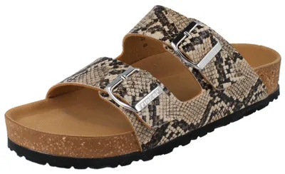 Produktbild von RIEKER Damen Pantolette beige Schlangenoptik Kunstleder vegan - Größe: 39