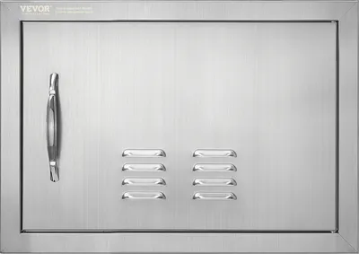 Produktbild von VEVOR Grill-Zugangstür, 508 x 356 mm, einzelne Außenküchentür, flächenbündig montierte Edelstahltür, vertikale Wandtür mit Griff und Lüftungsschlitzen, für Grillinsel, Grillstation, Außenschrank