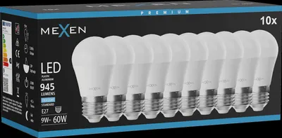 Produktbild von Mexen Nova 10x LED-Glühbirne E27, G45, 9W, Kalt - 6500K, 945 lm - L101-E27-0965-01x10