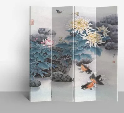 Immagine prodotto di Divisorio per la stanza di Asianliving Divisorio per la stanza di parete spagnola Divisorio per la stanza di privacy Schermo giapponese orientale cinese L160xH180cm Tela stampata a doppia faccia Asiatico