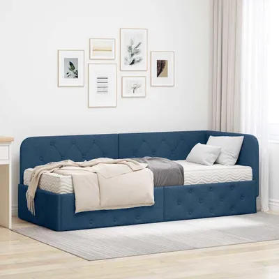 Image de Maison Exclusive - Cadre de lit d'angle bleu 80 x 200 cm en tissu