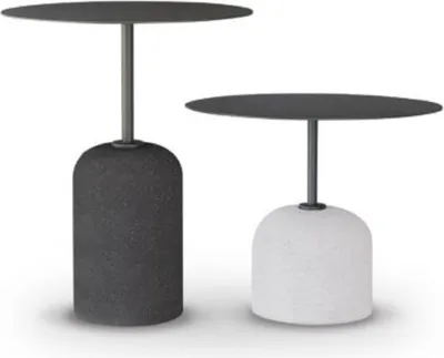 Produktbild von Schwarz weiße Couchtisch Garnitur Luxus 2x Runde Designer Beistelltische Tisch