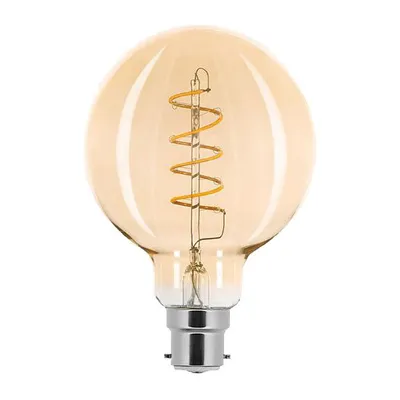 Image de Ampoule LED à filament spiralé Globe G95 2,5 W B22 Or extra blanc chaud 2000 K