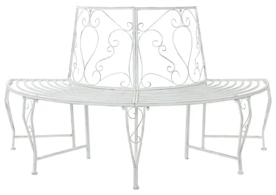Immagine prodotto di vidaXL Panchina a forma di albero a 4 posti 160 x 80 x 89 cm in acciaio bianco anticato