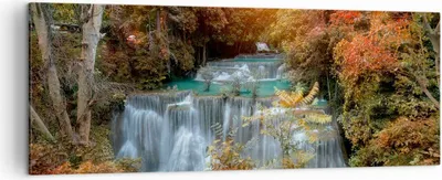 Produktbild von Bild auf Leinwand - Leinwandbild - Park Wasserfall Wasser - 140x50cm - Wand Bild - Wanddeko - Leinwanddruck - Bilder - Kunstdruck - Wanddekoration - Leinwand bilder - Wandkunst - AB140x50-3995