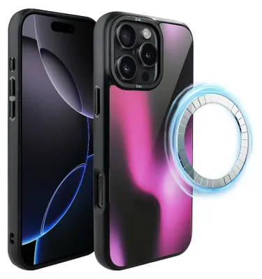 Zdjęcie produktu dla Etui do iPhone 16 Pro Max, kompatybilne z MagSafe, czarne matowe boki, fuksja