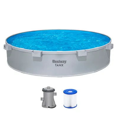 Produktbild von Bestway Stahlwandpool Stahlrahmenpool Tanx 305x61cm Pool mit Filterpumpe rund