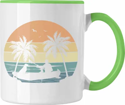 Produktbild von Trendation - Kajak Hunde Tasse Geschenk Kajak-Fahrer Geschenkidee Retro Geburtstag Überraschung (Grün)