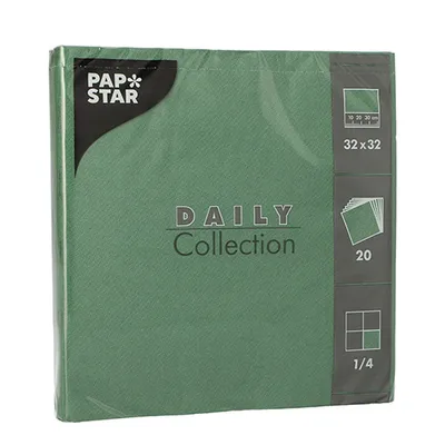 Produktbild von 25200 Servietten "DAILY Collection" 1/4-Falz 32 cm x 32 cm dunkelgrün