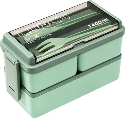 Image de Boîte à lunch à deux compartiments - Vert 1400ml KP38300