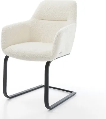 Produktbild von DELIFE Freischwinger Pejo-Flex Bouclé Weiß Freischwinger flach Schwarz Taschenfederkern