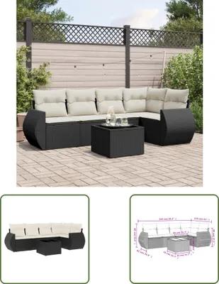 Produktbild von The Living Store 6-tlg. Garten-Sofagarnitur mit Kissen Schwarz Poly Rattan