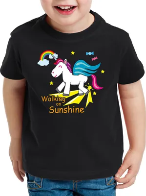 Produktbild von style3 Unicorn Walking on Sunshine Kinder T-Shirt Einhorn