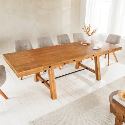 Produktbild von riess-ambiente Massiver Esstisch FINCA 165-240cm vintage braun verlängerbar recyceltes Pinienholz Esszimmertisch Konferenztisch