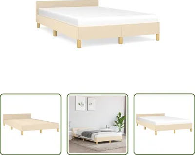 Produktbild von The Living Store Bettgestell mit Kopfteil Creme 120x190 cm Stoff