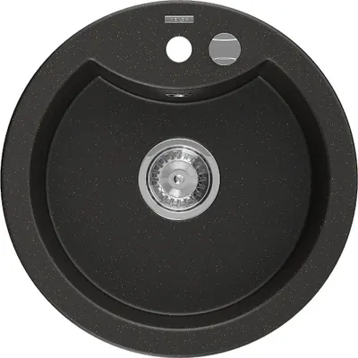 Immagine prodotto di Mexen Diego lavello in granito con 1 vasca 488 x 480 mm, nero/oro metallizzato, sifone cromato - 6512481000-75