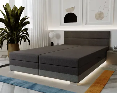 Obrázok produktu pre Čalúnená manželská posteľ 160x200 ROSIE 17 - tmavo šedá / šedá