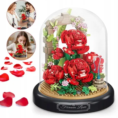 Produktbild von Blumen Bausteine Set Klemmbausteine Rose Blumenstrauß Set Valentinstag Geschenk
