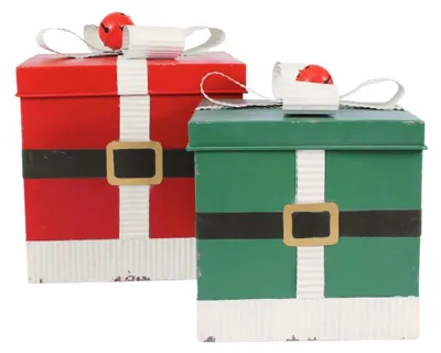 Immagine prodotto di Scatola pacco regalo metallo, 30x30x36+25x25x30 cm