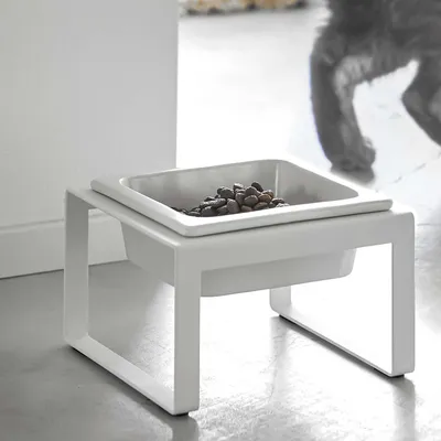 Obrázek produktu pro Yamazaki miska na jídlo kočka pes miska na vodu miska na jídlo kovová keramika 15x10x15cm bílá
