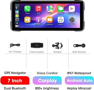 Obrázek produktu pro Motocyklový 4K DVR, vodotěsný, připojení Bluetooth, 7 palců Žádný DVR-a, žádný
