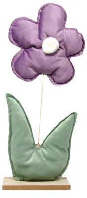 Produktbild von Deko Aufsteller Blume aus Samt Violett und Grün 45 x 20 x 8 cm