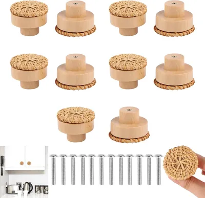Productafbeelding van Meubelknopen van riet, Ø 40 mm, 10 stuks, geschikt voor keuken en meubels