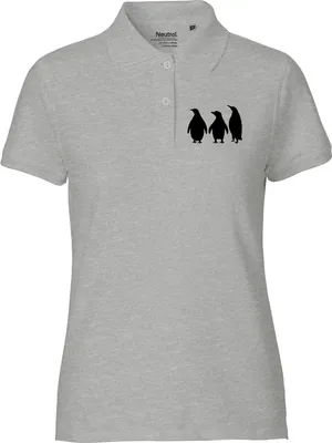 Produktbild von Huuraa Damen Polo Shirt Pinguine Silhouette XS Sport Grey Bio Baumwolle Fairtrade Poloshirt Geschenkidee