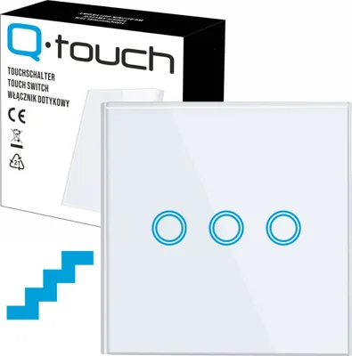 Produktbild von Glas Touch Kreuzschalter Wandschalter 3-Fach Schalter LED weiß Lichtschalter