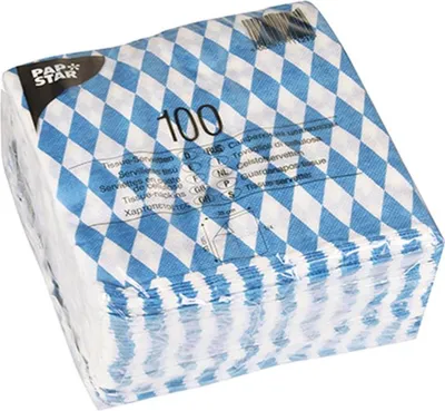 Produktbild von 100 Servietten, 1-lagig 1/4-Falz 33 cm x 33 cm "Bayrisch Blau"