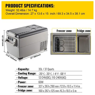 Image de Mini-réfrigérateur - Réfrigérateur pour boissons - Glacière portable à compresseur - Glacière pour camping