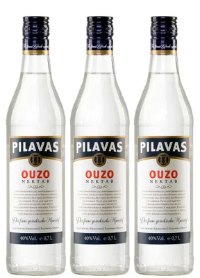 Produktbild von Ouzo Pilavas Nektar 3x 0,7l 40% Vol. | Aus Griechenland | Qualitativ Hochwertig | + 20ml Jassas Olivenöl