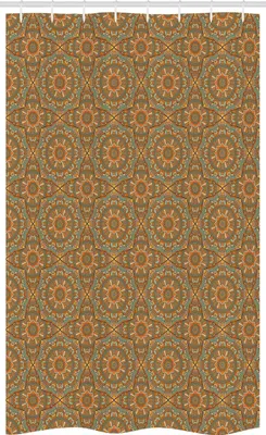 Produktbild von ABAKUHAUS traditionell Schmaler Duschvorhang, Boho Marokkanische Stern, Badezimmer Deko Set aus Stoff mit Haken, 120 x 180 cm, Mehrfarbig