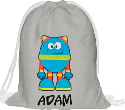 Produktbild von Kinder Turnbeutel mit Namen Beutel Fullprint Tasche Gymsac Jutebeutel Print Bag Fitness Roboter [010]
