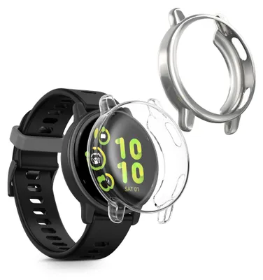 Produktbild von kwmobile 2x Silikon Hülle für Garmin vivoactive 5 / active 5 Schutzhülle - Fullbody Display Cover Set aus Silikon - Transparent Silber