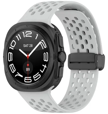 Obrázek produktu pro Pro Samsung Galaxy Watch Ultra 47mm Silicone Design Magnetic Buckle Replacement Arm Band Grey