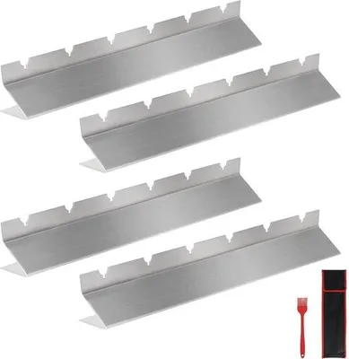 Productafbeelding van Ibenzoa® RVS-grillspieshouder-set – 4 houders voor 6 spiezen, 37 cm, inclusief draagtas en een 21 cm oliepenseel, geschikt voor houtskool-, gas- en elektrische barbecues