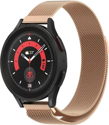 Produktbild von Strap-it Milanese Armband - Kompatibel mit Samsung Galaxy Watch 5 Pro Armband Edelstahl Armband mit Magnetverschluss - Ersatzarmband - Hochwertiges Material - für Smartwatch 20mm Armband Rosa Gold