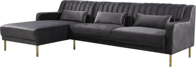 Immagine prodotto di Divano ad angolo in velluto "Oliver" - 187 x 161 x 81 cm - 5 posti a sedere - Grigio - Angolo sinistro