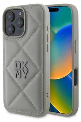 Immagine prodotto di DKNY, custodia protettiva per iPhone 16 Pro Max Quilted Stack Logo, grigio