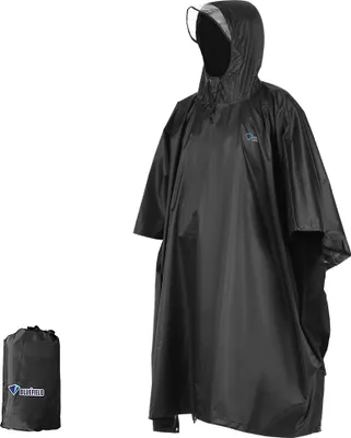 Produktbild von Regen Poncho Wasserdichter Regenmantel mit Kapuze Leichte Fahrrad Regenhuelle Wandern Kapuzenmantel Jacke Motorrad Regen Poncho Picknickmatte