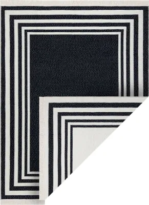 Zdjęcie produktu dla Dywan TWIN 22990 Ramka bawełna, dwustronny Ekologiczny frędzle - / krem czarny 80x300 cm