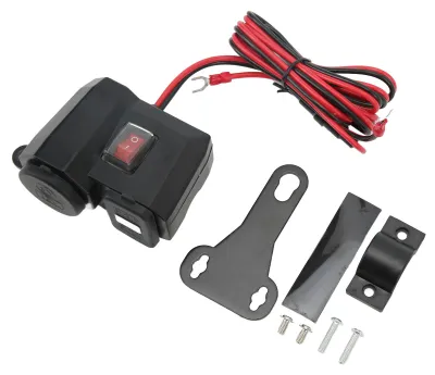 Image de Chargeur double USB pour moto 12 V Prise électrique étanche pour vélo avec allume-cigare Voltmètre numérique