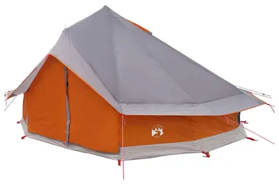 Produktbild von vidaXL Tipi Zelt mit Dach Grau und Orange 700 x 700 x 395 cm