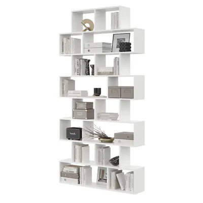 Produktbild von Bücherregal Weiß – Regalwand modern – Offenes Standregal aus Möbelplatte – Regal für Wohnzimmer, Kinderzimmer, Büro oder Home Office