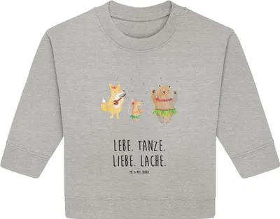 Produktbild von Mr. & Mrs. Panda Organic Baby Pullover Waldtiere Aloha 6. - 12. Monat - Heather Grey - Geschenk, Leben, Lustige Sprüche, Musik, Bullover, Igel, Bär, Wald
