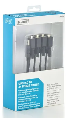 Productafbeelding van DIGITUS DA-70159 DIGITUS USB 2.0 naar 4xRS232 kabel, USB naar seriële adapter, 1,5 meter