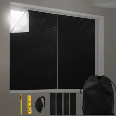 Immagine prodotto di Tessuto oscurante 140*300 cm Protezione solare Oscurante Protezione solare oscurante al 100%, pellicola con rivestimento termico, opaca per finestre, Velux e lucernari (nero)